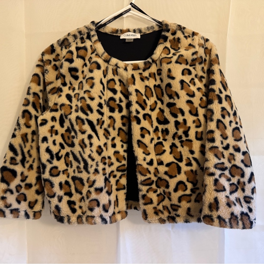 Calvin Klein Women's Animal Print Teddy Jacket